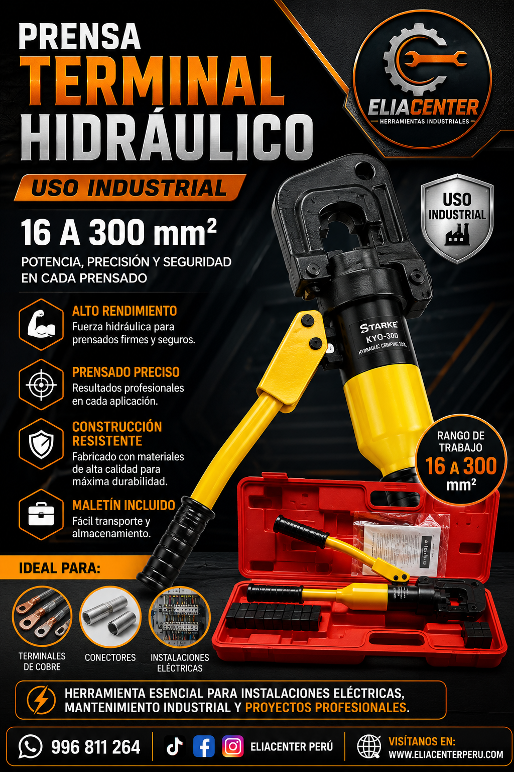 PRENSA TERMINAL HIDRAULICO USO INDUSTRIAL10-300MM2