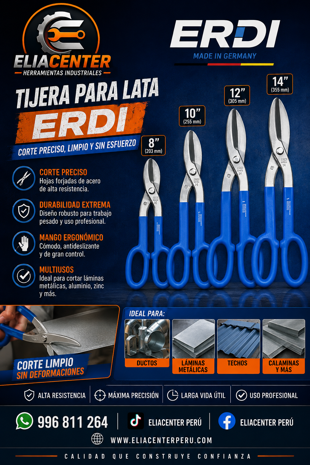 TIJERA PARA LATA ERDI 8" A 14" GERMANY